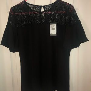 NWT Adrianna Papell black lace top